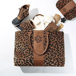 Monogrammed Leopard Makeup Bag - Marleylilly