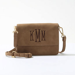 monogrammed wallet crossbody in brown