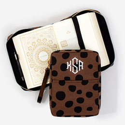 Monogrammed Leopard Bible Carrier in Hickory Leopard