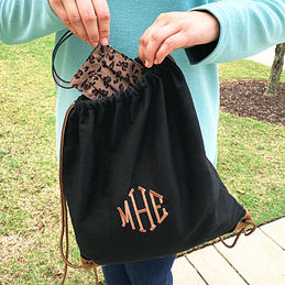 monogrammed cinch sack