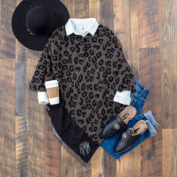 Monogrammed Leopard Sweater Wrap — Marleylilly