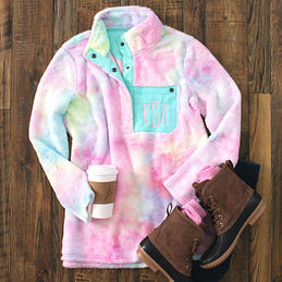 tie dye sherpa with jeans and duck boots
