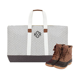monogrammed leather weekender bag