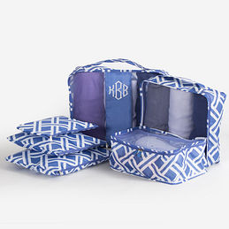 5 Piece Vacation Travel Packing Organization Set, Monogram Included, Navy | Bag-all