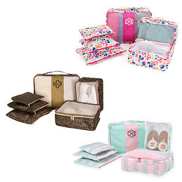 Monogrammed Packing Bags, Set of Six 