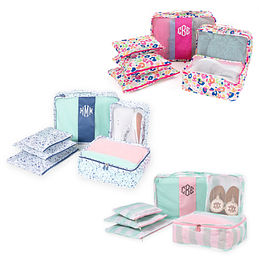 Monogrammed Packing Bags, Set of Six 