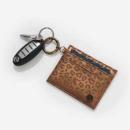 Metallic Leopard Card Case in Brown