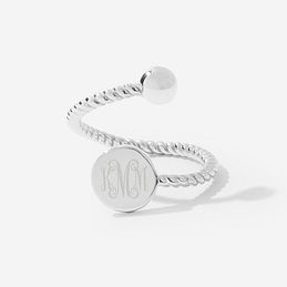 silver monogrammed adjustable ring