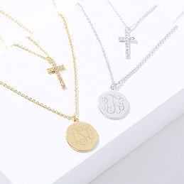 Monogrammed Layered Cross Necklace