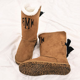 Monogrammed Sherpa Tie Booties