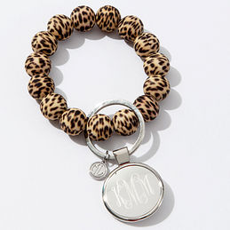 Monogrammed Bracelet Key Ring in Leopard