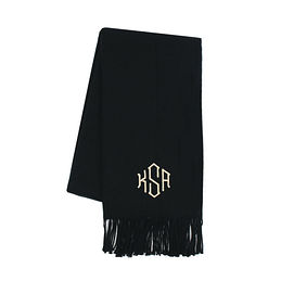 monogrammed cashmere feel scarf in black
