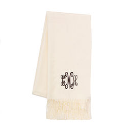 monogrammed cashmere feel scarf in ivory