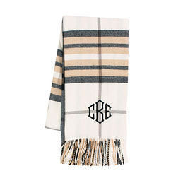 monogrammed cashmere feel scarf in plaid