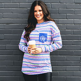 Monogrammed Holiday Long Sleeve Shirt Geo Fair Isle