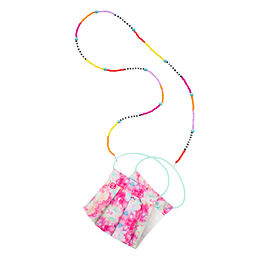 beaded face mask lanyard necklace in yellow, pink, and orange