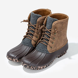 Leopard Duck Boots in Brown