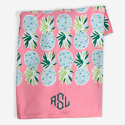 Monogrammed Pink Pineapple Beach Towel