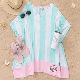 swimsuit cover up in cabana stripes beach outfit