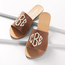 monogrammed slide sandal set