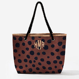 personalized tote bag in hickory dottie