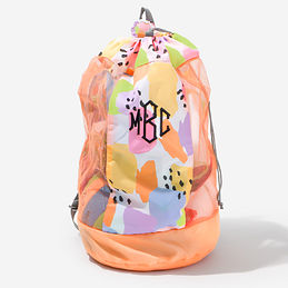 monogrammed beach backpack bag in melon patch