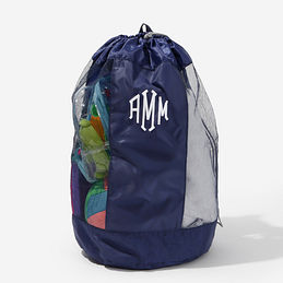 monogrammed beach backpack bag in navy