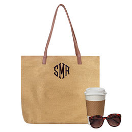 Straw Beach Bag Personalized Gifts Monogram Beach Bag Engagement Gifts bag+twilly