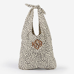Monogrammed Hobo Bag in White Leopard