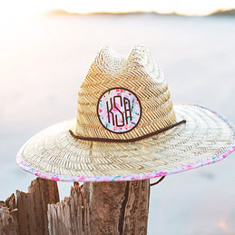 Initial Sun Hat Adult Sun Hat Summer Beach Hat Monogram Straw Hat