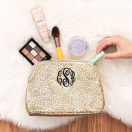 Monogrammed Cosmetic Bag - Spring Leopard - Marleylilly