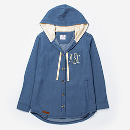 monogrammed shacket in chambray with buttons