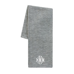 Monogrammed Cable Knit Scarf in Heather Gray