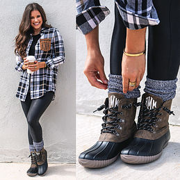 dark brown duck boots