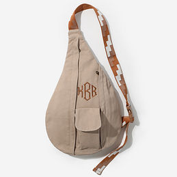 Monogrammed Sling Pack in Taupe