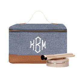 Monogrammed Chambray Train Case