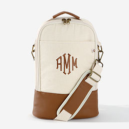 Fall 2023 monogrammed insulated wine bag in ivory