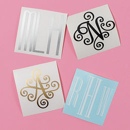 Monogrammed inch Decal Sticker Indoor Outdoor Use