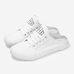 Monogrammed Slide On Sneakers in White