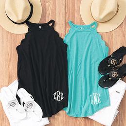 Monogrammed Scalloped Tank Top