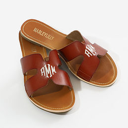 Monogrammed Cut Out Sandals