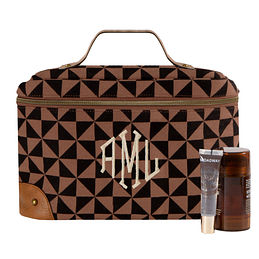 Monogrammed Vintage Train Case in Black and Brown Checkers