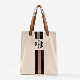 Monogrammed Canvas Bag in Tan and Black