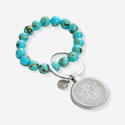 Monogrammed Marble Key Ring - Mint