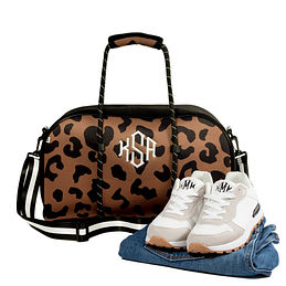 Monogrammed Neoprene Gym Bag in Hickory Leopard
