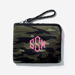 Monogrammed Neoprene Wristlet in Camo