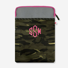 Monogrammed Neoprene Laptop Case in Camo