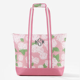 Monogrammed Canvas Zipper Top Tote Bag Large Personalized 