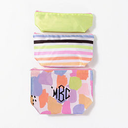 Monogrammed Packable Cosmetic Bags in Melon Patch