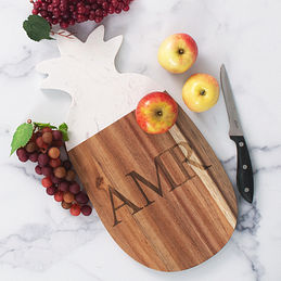 Personalized Marble Accented Pineapple Charcuterie Board